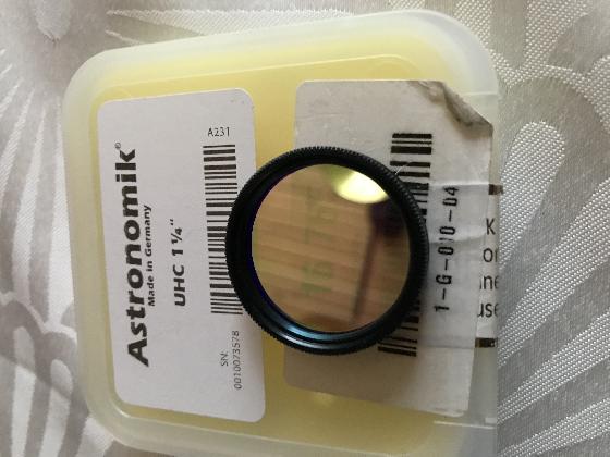 Roue à filtre x5, renvoi coudé Baader et filtre Astronomik/Baader 1.25’’