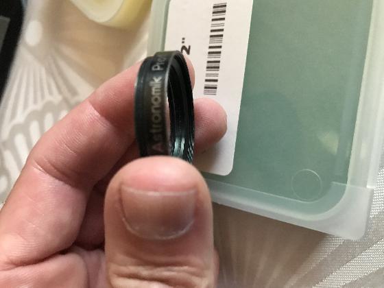 Roue à filtre x5, renvoi coudé Baader et filtre Astronomik/Baader 1.25’’