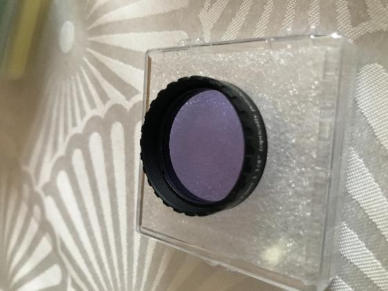 Roue à filtre x5, renvoi coudé Baader et filtre Astronomik/Baader 1.25’’