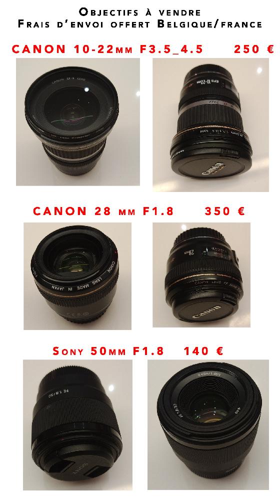 Canon 28mm F1.8 + 10-22mm f3.5_4.6 + Sony 50mm F1.8