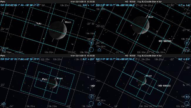 occultation de Pluton par la Lune du 12 nov 18 : cadrages Paris