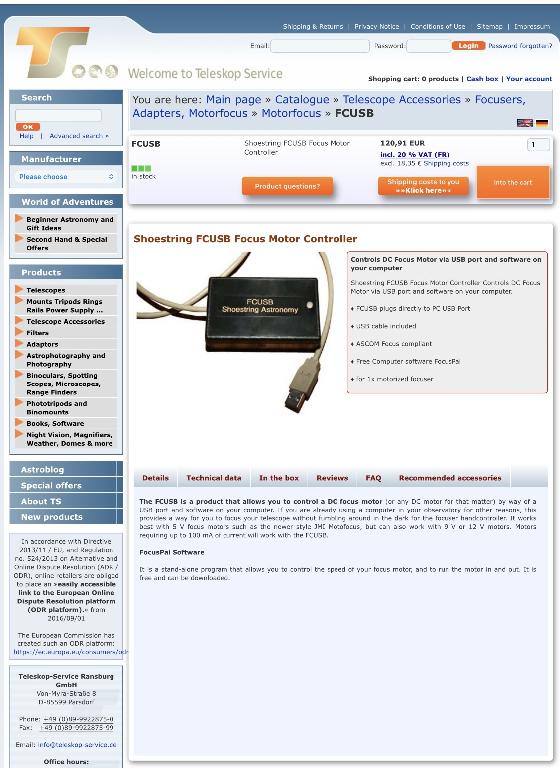 Contrôleur USB FOCUS Shoestring