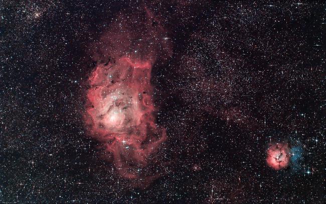 M8 & M20 - Nébuleuses du Lagon et Trifide (HaGB-RGB)