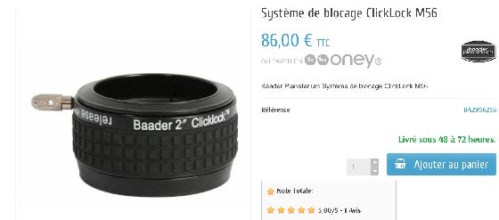 Bague Clicklock Baader 2´´ Celestron/Skywatcher