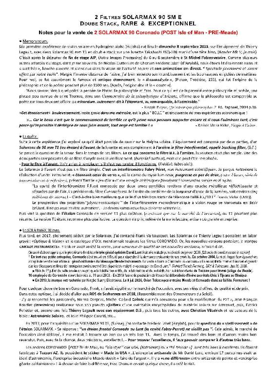2 SOLARMAX 90 SM E D.S. - RARE & EXCEPTIONNEL