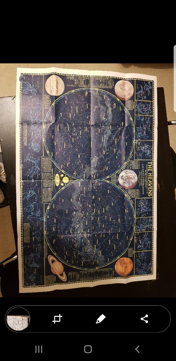 Carte du ciel National géographic 1970 90×58