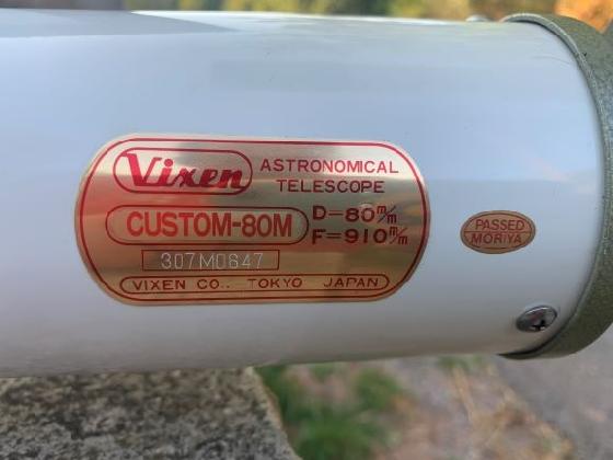 VIXEN CUSTOM 80M JAPAN with accessories - 80/910 & F11,4 - 1982