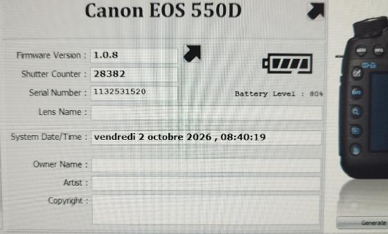 Canon 550D partiellement defiltré 
