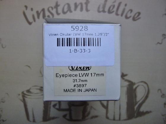 Oculaire Vixen LVW de 17mm Made in Japan / Complet / Etat Neuf