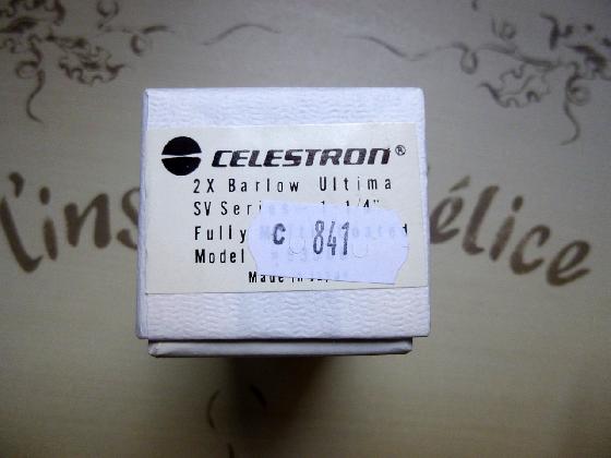 Lentille de Barlow Celestron Ultima x2 Série SV Japan / Complet / Etat Neuf