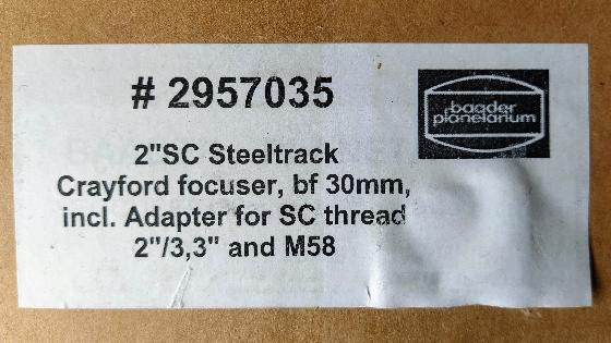 Focuser Steeltrack + motorisation Steeldrive Baader Planetarium