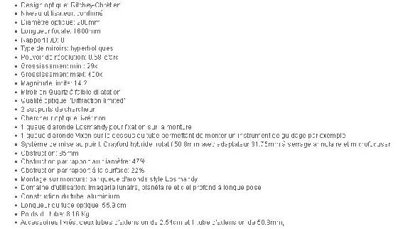 TELESCOPE ORION  RITCHEY-CHRETIEN 200mm f/8