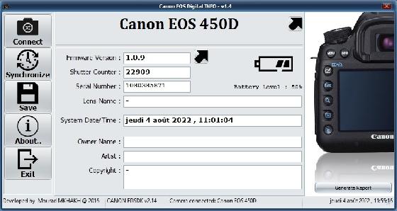 Canon 450D défiltré partiel + Grip