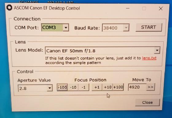 Astromechanics Canon Lens Controller