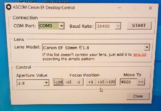 Astromechanics Canon Lens Controller