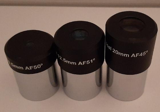 3 Oculaires PLÖSSL: 6.5mm AF50°, 12.5mm AF51°, 20mm AF45°