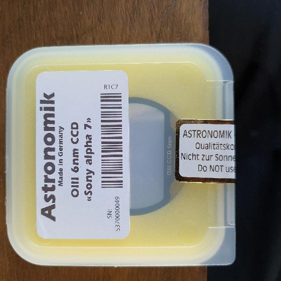 Filtre astromik 6mm SII / OIII pour Sony A7S 