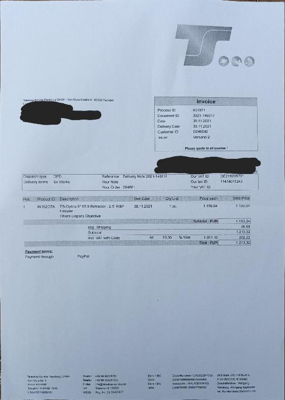 TS optics 6" f/5.9