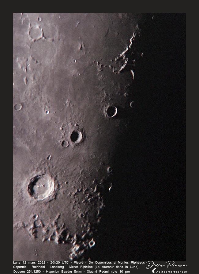 Lune 12 mars 2022 + De Copernicus à Montes Riphaeus