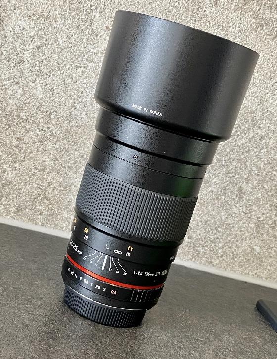 Samyang 135 + support monture et eaf