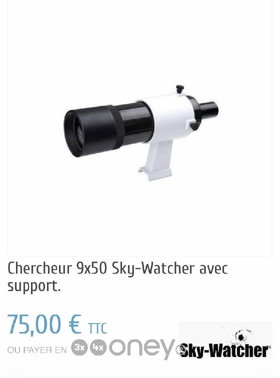 Chercheur droit 9x50 skywatcher 