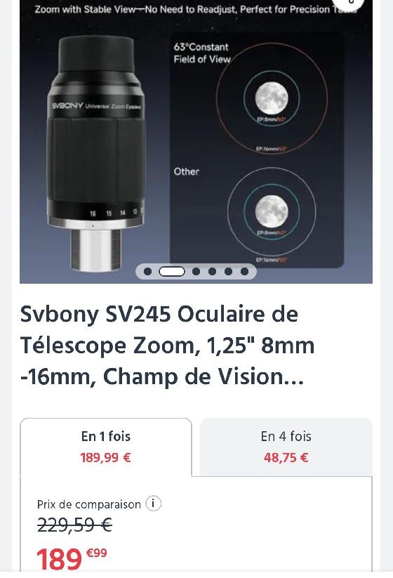 Oculaire ZOOM SVBONY SV245 