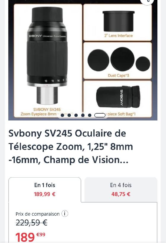 Oculaire ZOOM SVBONY SV245 