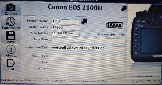 Canon 1100d défiltré partiel