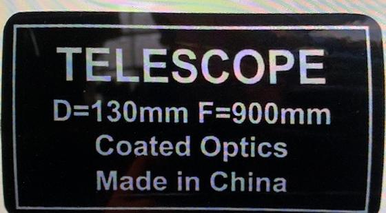 Télescope PERL D=130MM / F=900MM