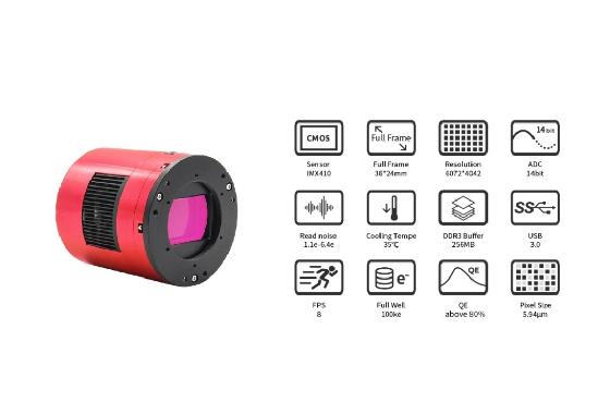 Caméra ZWO ASI2400MC-PRO Full frame+ set porte-filtre de juin 2022 et 16h d'utilisation total 