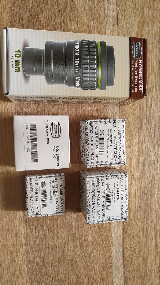 Baader Hyperion 10mm, bagues 14/28mm, T2 canon + M43 T2