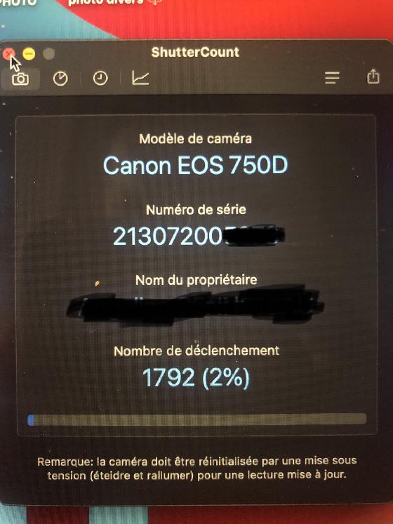 Canon 750d defiltré total et 2 batteries
