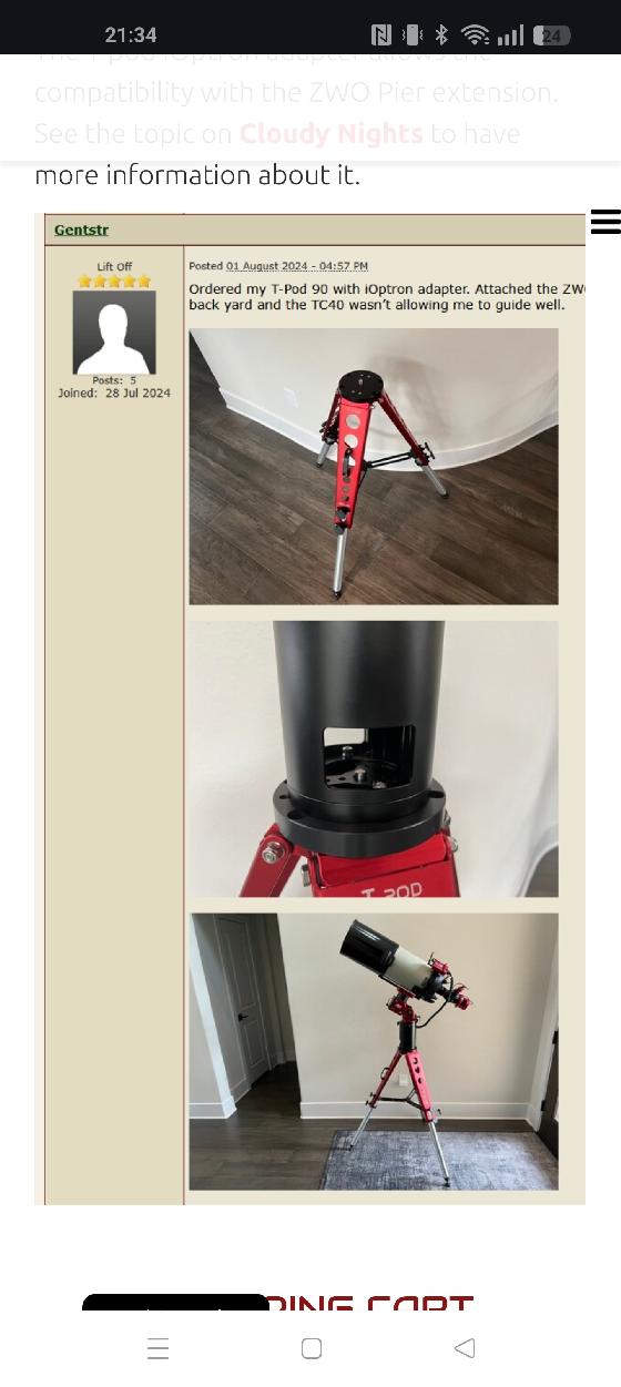 Adapteur Avalon pour monture ioptron et zwo am5 