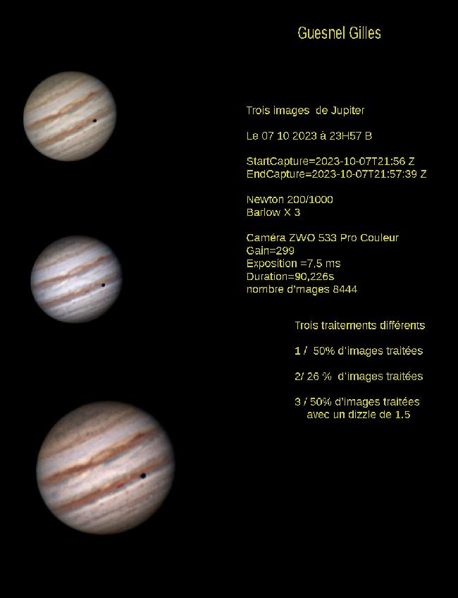 jupiter en 3 traitements différents 