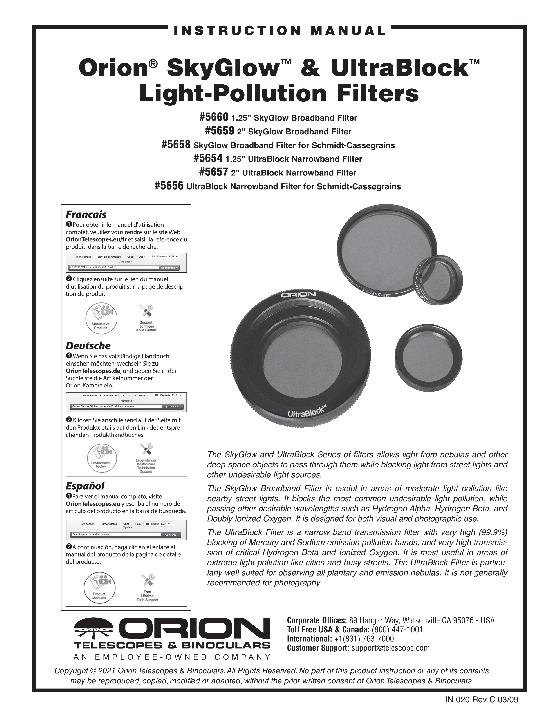 Filtre SkyGlow Orion Etat neuf