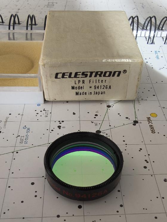 Filtres 1,25" : Antares ALP, Celestron LPR, Orion SkyGlow, Omegon UHC, Celestron 58A Vert, Kepler ND96-0,3