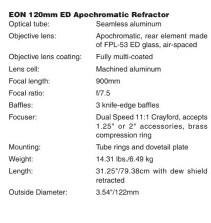 Lunette ORION  EON 120ED 