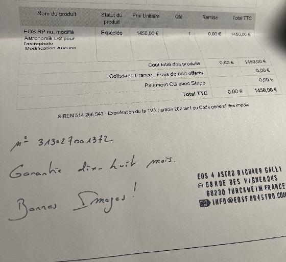 CANON RP Modifié ASTRONOMIK L-2