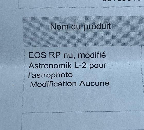 CANON RP Modifié ASTRONOMIK L-2