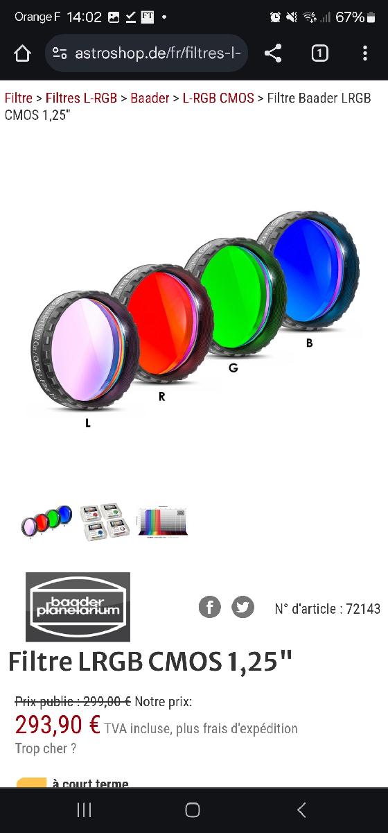 ZWO EFW roue a filtre + SHO optolong + LRGB baader