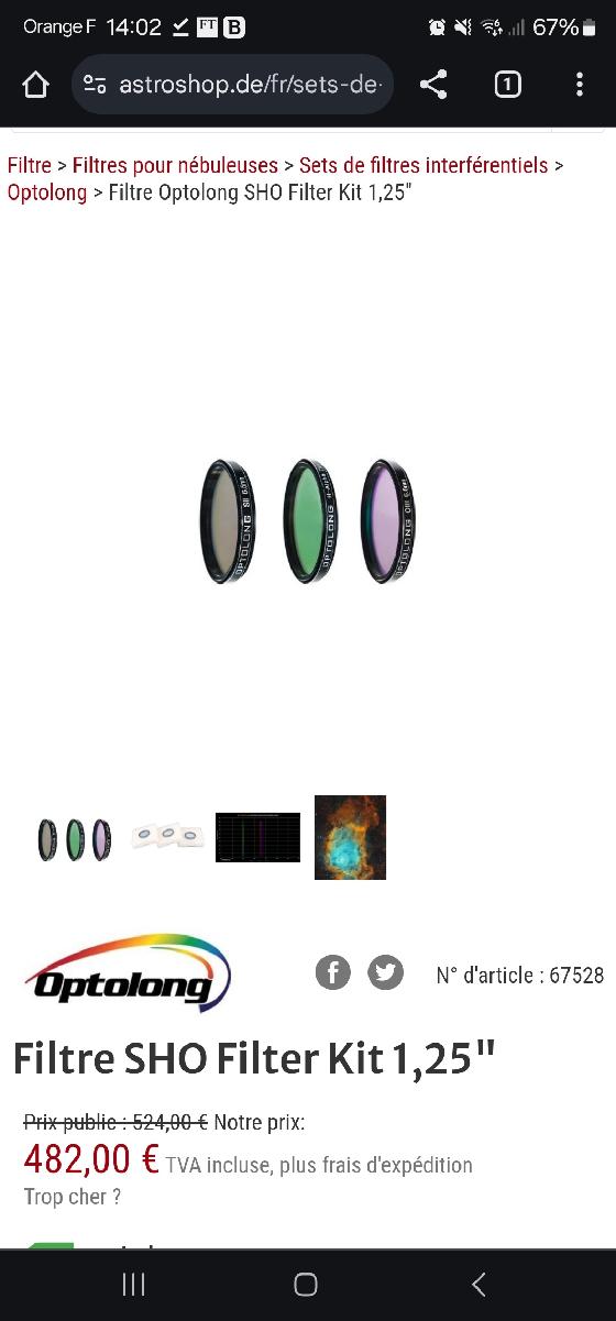 ZWO EFW roue a filtre + SHO optolong + LRGB baader