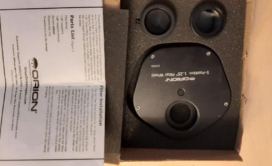 Roue à filtres manuelle 31,75mm Orion (5 positions)