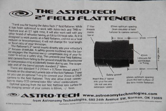 AT2FF Aplanisseur de champ astro-tech 2" field flattener 