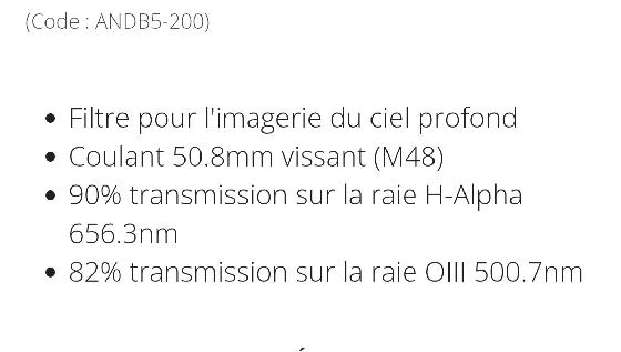 Filtre Antlia Ha-O3 5nm neuf