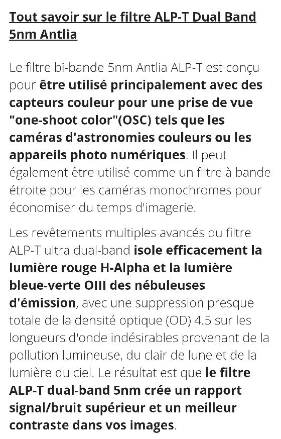 Filtre Antlia Ha-O3 5nm neuf