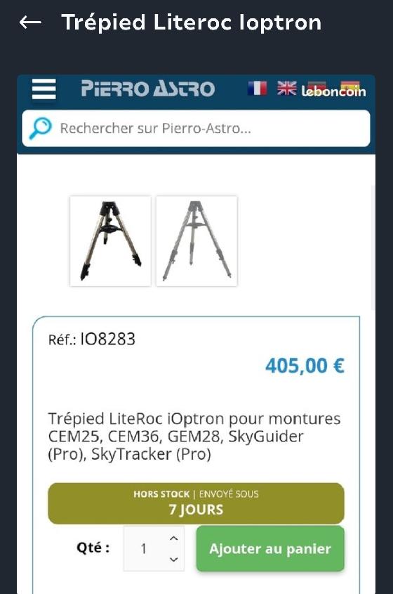 Trépied Literoc Ioptron 