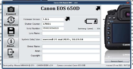 Canon 650D défiltré partiellement