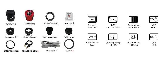 Caméra ZWO ASI294MCpro et filtre OPTOLONG L-enHance