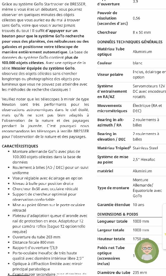 Télescope Bresser 203s/800 Exos 2 Goto
