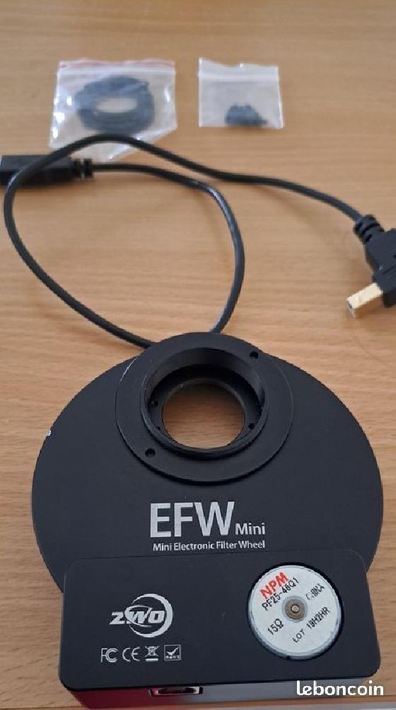 Roue à filtres électronique ZWO EFW Mini (5x 1.25") + Filtre Dark Inclus